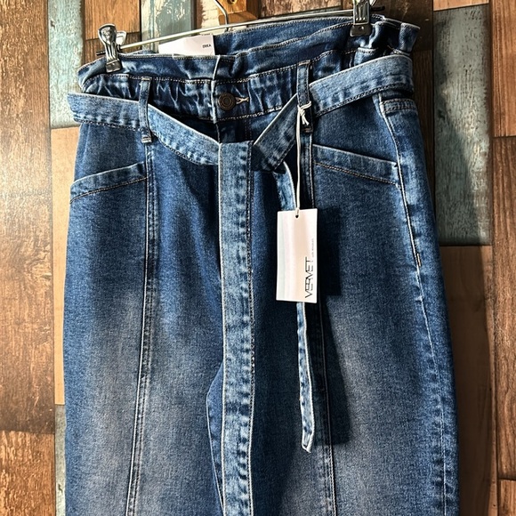 Verevet 27 blue wash paper-bag top jeans with belt - Picture 4 of 16